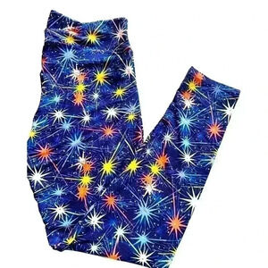 Lularoe TC navy blue fireworks leggings! Great Americana! NWOT